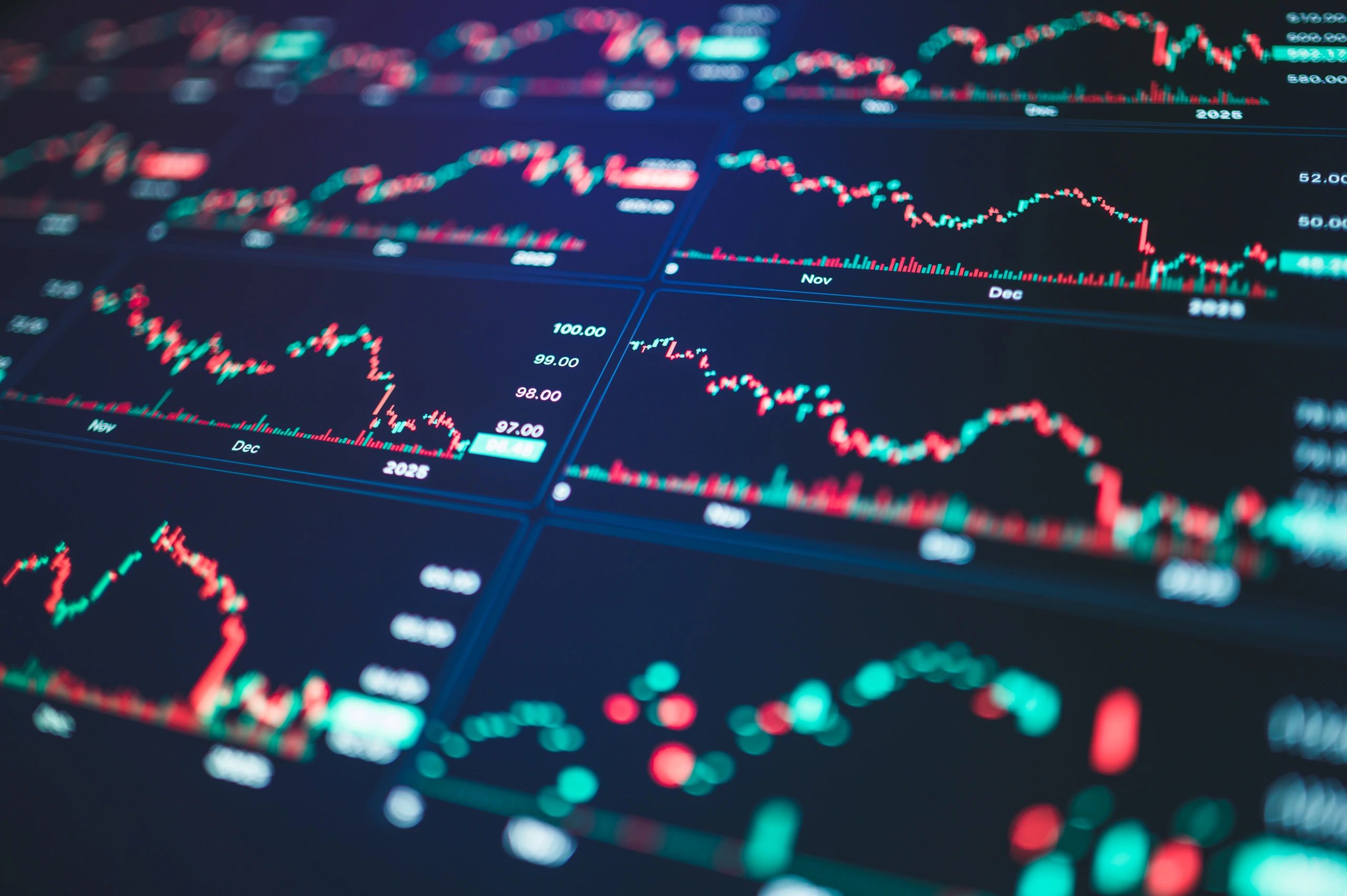Financial data visualization on a digital screen