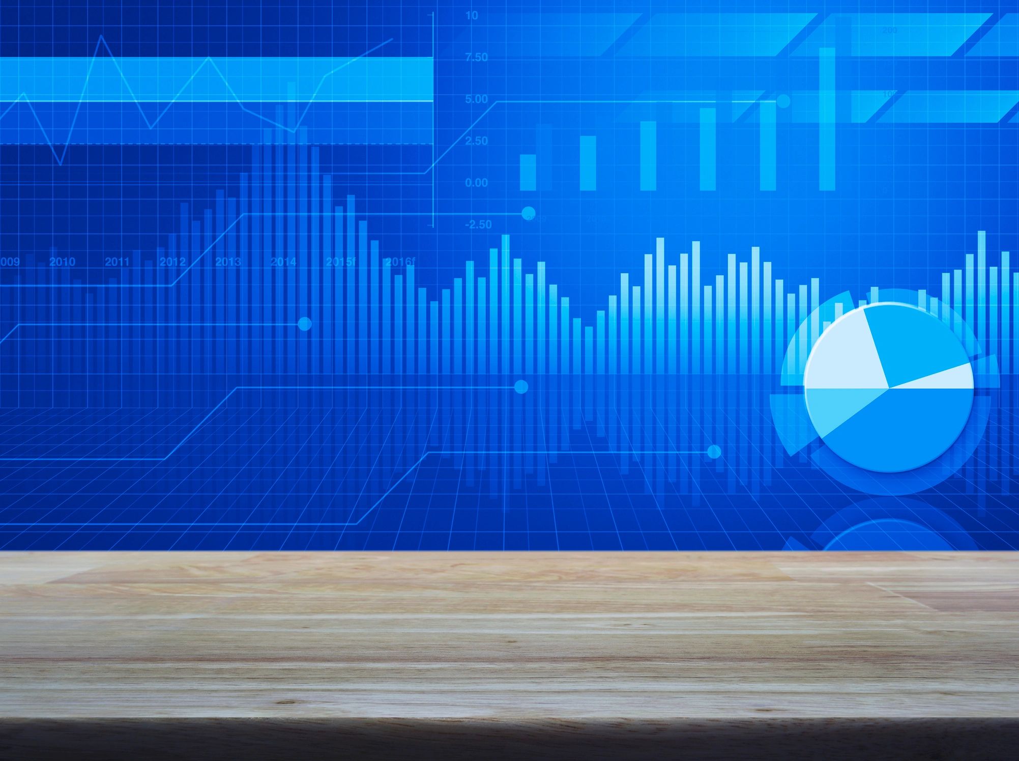 Financial charts and analytics representing business transformation